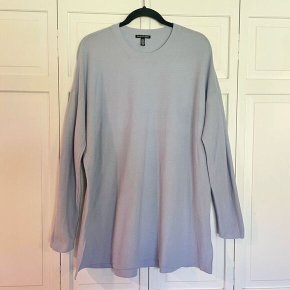 Eileen Fisher cotton silk blend crewneck tunic sweater M - Picture 3 of 10